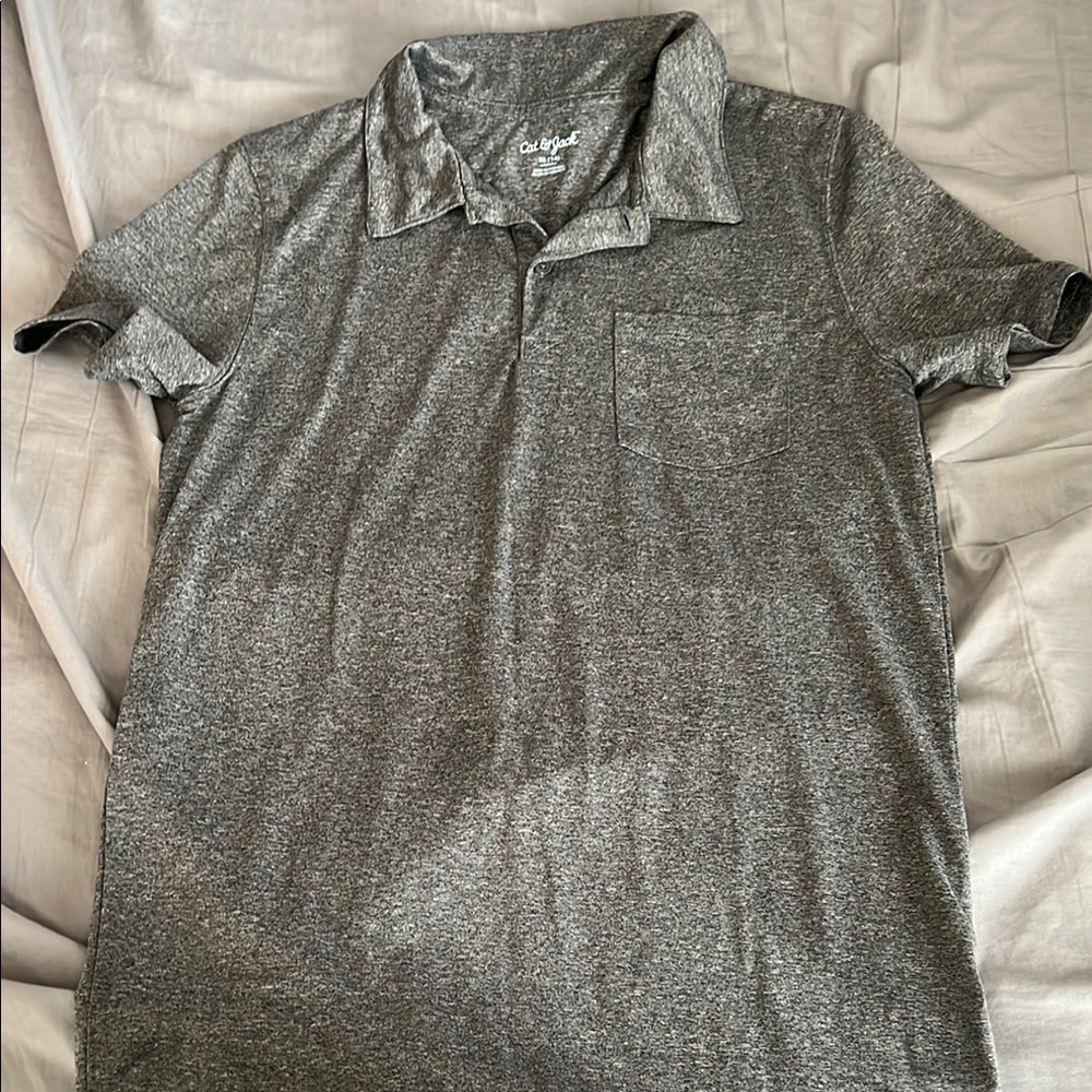 Cat & Jack Gray Polo Shirt Classic Knit Design